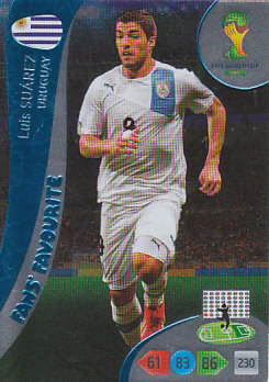 Luis Suarez Uruguay Panini 2014 World Cup Fans' Favourite #350